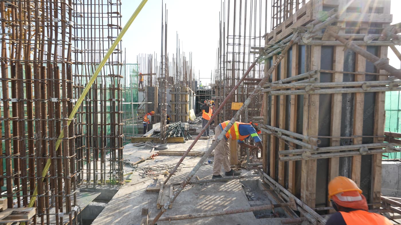 Column reinforcement on an upper floor, Fairway Latitude, July 2026